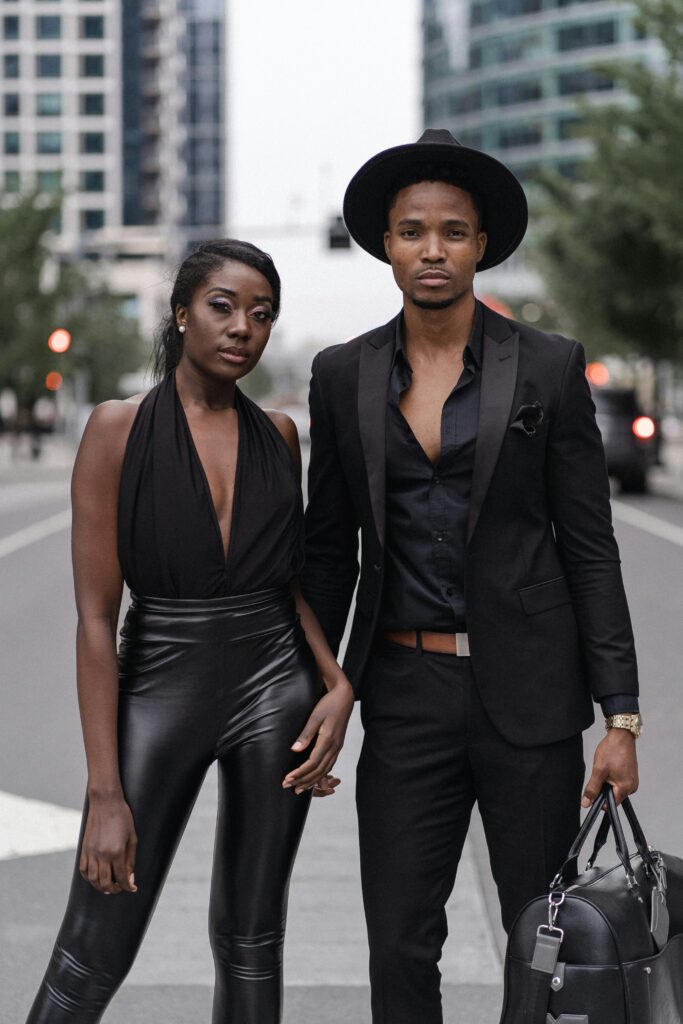 black leather-man-woman